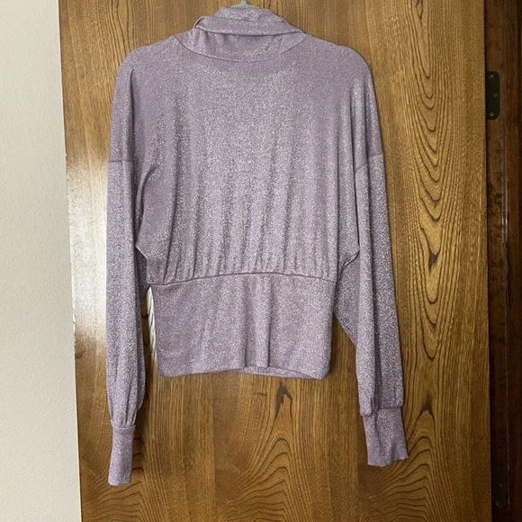 Free People Cowl Neck Shimmering Purple Long Sleeve Blouse size Small - Picture 11 of 14
